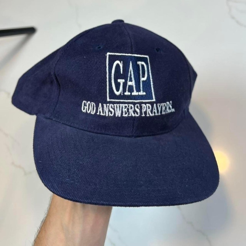 90s Cap Hat Mens Navy Blue God Answers Prayers GAP Parody Strapback